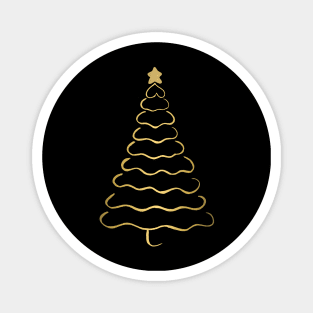 Minimalist black and gold Christmas tree Magnet